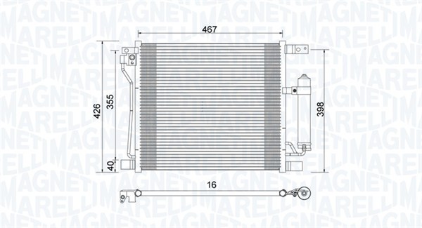 Condensator, climatizare 350203992000 MAGNETI MARELLI