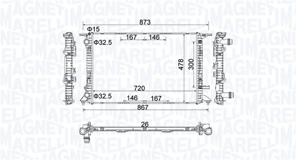 Radiator, racire motor 350213152100 MAGNETI MARELLI