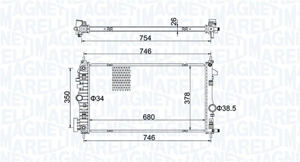 Radiator, racire motor 350213152300 MAGNETI MARELLI