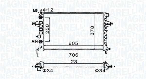 Radiator, racire motor 350213158200 MAGNETI MARELLI