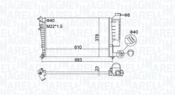 Radiator, racire motor 350213189500 MAGNETI MARELLI