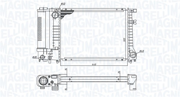 Radiator, racire motor 350213240000 MAGNETI MARELLI