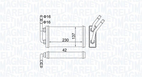 Schimbator caldura, incalzire habitaclu 350218406000 MAGNETI MARELLI
