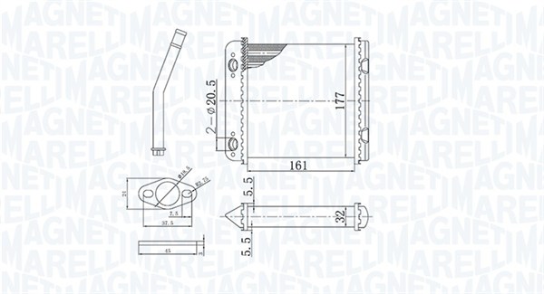 Schimbator caldura, incalzire habitaclu 350218408000 MAGNETI MARELLI