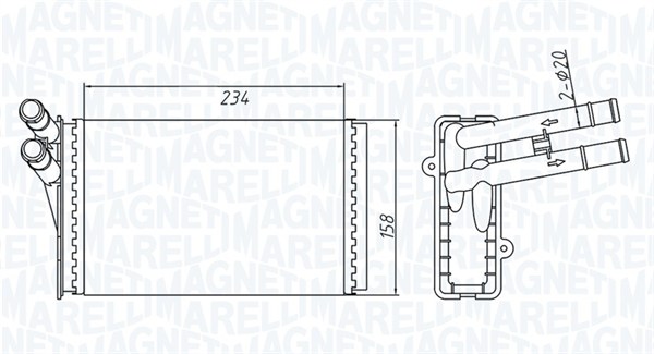 Schimbator caldura, incalzire habitaclu 350218409000 MAGNETI MARELLI