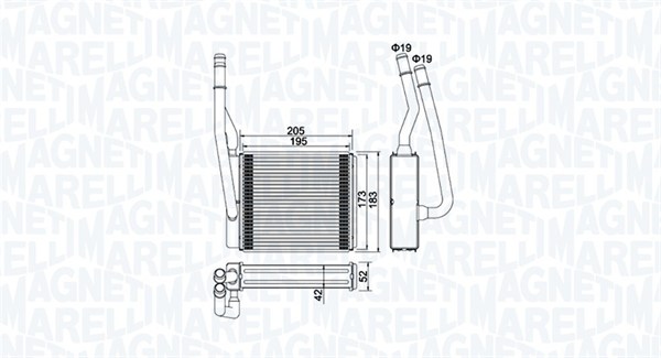 Schimbator caldura, incalzire habitaclu 350218414000 MAGNETI MARELLI