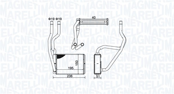 Schimbator caldura, incalzire habitaclu 350218421000 MAGNETI MARELLI