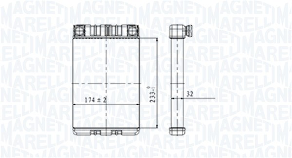 Schimbator caldura, incalzire habitaclu 350218428000 MAGNETI MARELLI