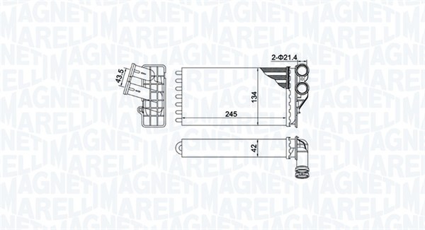 Schimbator caldura, incalzire habitaclu 350218430000 MAGNETI MARELLI