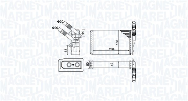 Schimbator caldura, incalzire habitaclu 350218433000 MAGNETI MARELLI