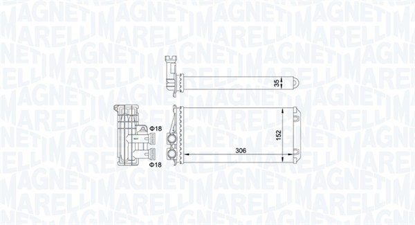 Schimbator caldura, incalzire habitaclu 350218435000 MAGNETI MARELLI
