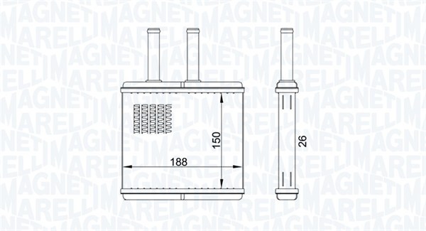 Schimbator caldura, incalzire habitaclu 350218437000 MAGNETI MARELLI