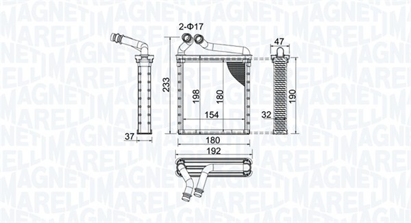 Schimbator caldura, incalzire habitaclu 350218442000 MAGNETI MARELLI