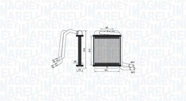 Schimbator caldura, incalzire habitaclu 350218458000 MAGNETI MARELLI