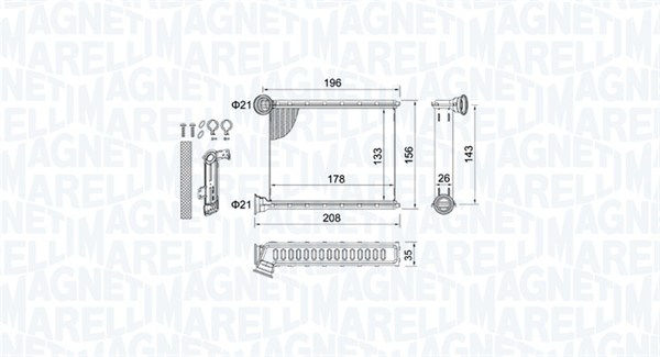 Schimbator caldura, incalzire habitaclu 350218459000 MAGNETI MARELLI