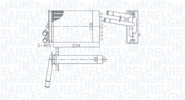 Schimbator caldura, incalzire habitaclu 350218462000 MAGNETI MARELLI