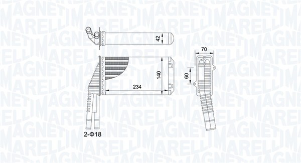 Schimbator caldura, incalzire habitaclu 350218467000 MAGNETI MARELLI