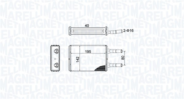 Schimbator caldura, incalzire habitaclu 350218476000 MAGNETI MARELLI