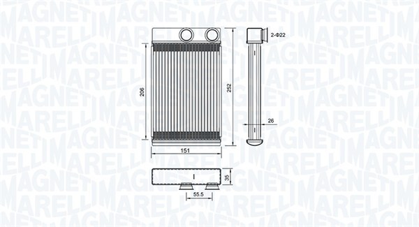 Schimbator caldura, incalzire habitaclu 350218478000 MAGNETI MARELLI