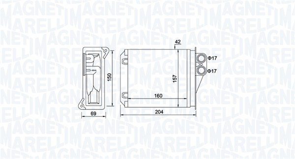 Schimbator caldura, incalzire habitaclu 350218481000 MAGNETI MARELLI
