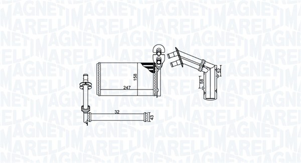 Schimbator caldura, incalzire habitaclu 350218484000 MAGNETI MARELLI