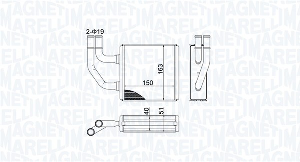 Schimbator caldura, incalzire habitaclu 350218485000 MAGNETI MARELLI