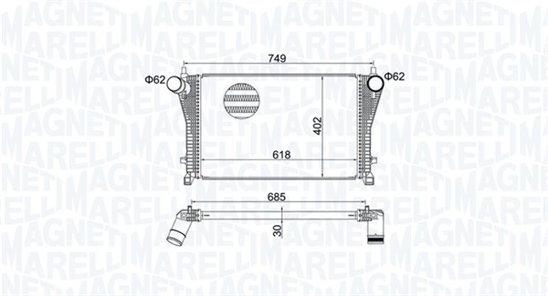 Intercooler, compresor 351319205370 MAGNETI MARELLI