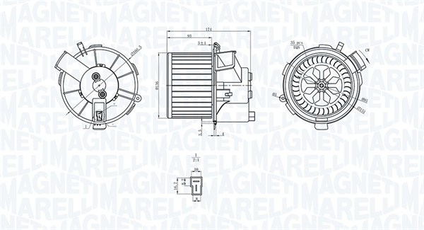 Ventilator, habitaclu 069412200010 MAGNETI MARELLI