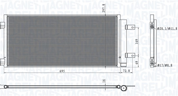 Condensator, climatizare 350203101600 MAGNETI MARELLI