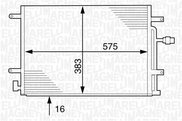Condensator, climatizare 350203231000 MAGNETI MARELLI