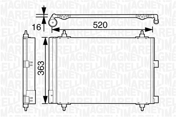 Condensator, climatizare 350203628000 MAGNETI MARELLI
