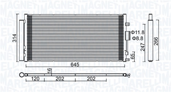 Condensator, climatizare 350203644000 MAGNETI MARELLI