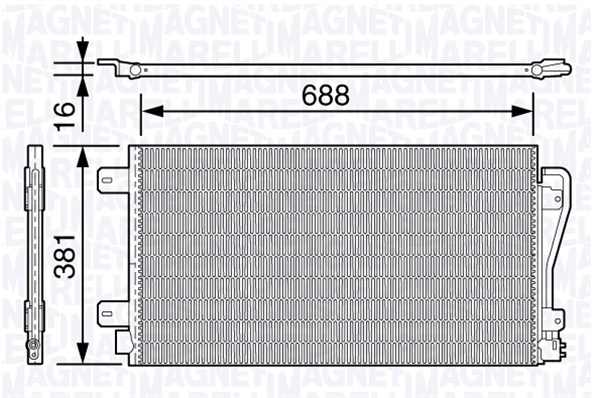 Condensator, climatizare 350203651000 MAGNETI MARELLI