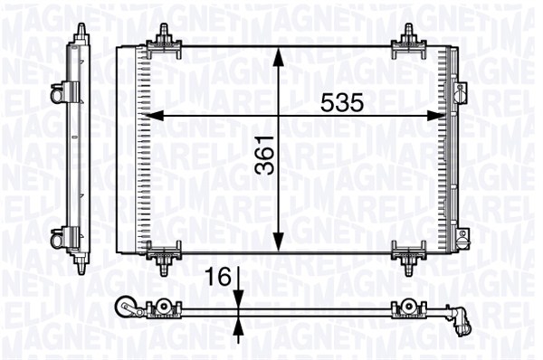 Condensator, climatizare 350203721000 MAGNETI MARELLI