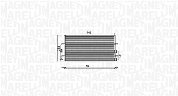 Condensator, climatizare 350203740000 MAGNETI MARELLI
