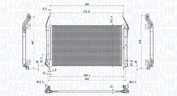 Condensator, climatizare 350203801000 MAGNETI MARELLI