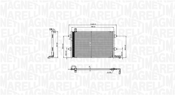 Condensator, climatizare 350203840000 MAGNETI MARELLI