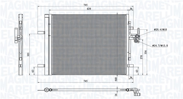 Condensator, climatizare 350203873000 MAGNETI MARELLI