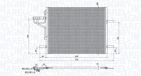 Condensator, climatizare 350203876000 MAGNETI MARELLI
