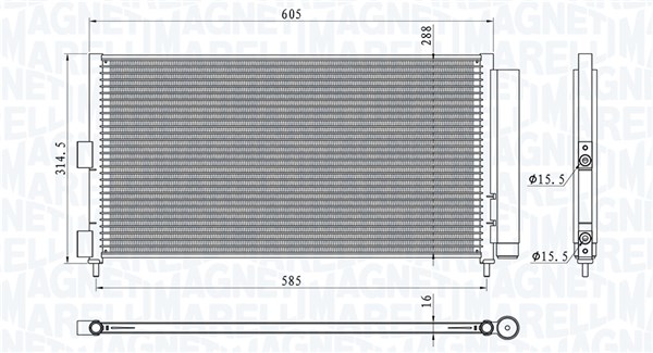 Condensator, climatizare 350203881000 MAGNETI MARELLI