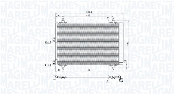 Condensator, climatizare 350203920000 MAGNETI MARELLI