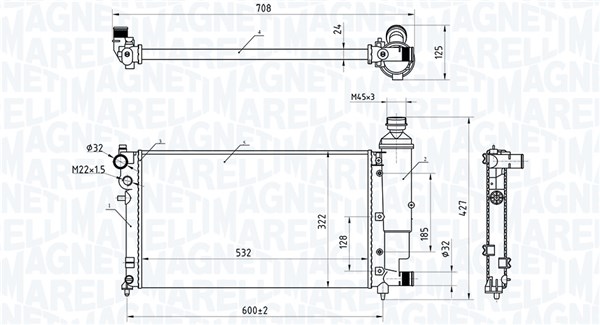 Radiator, racire motor 350213181300 MAGNETI MARELLI