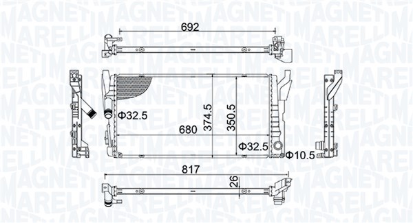 Radiator, racire motor 350213202800 MAGNETI MARELLI