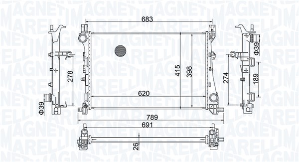 Radiator, racire motor 350213203400 MAGNETI MARELLI