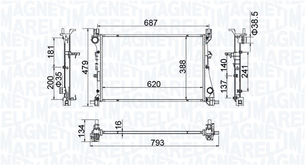 Radiator, racire motor 350213203900 MAGNETI MARELLI