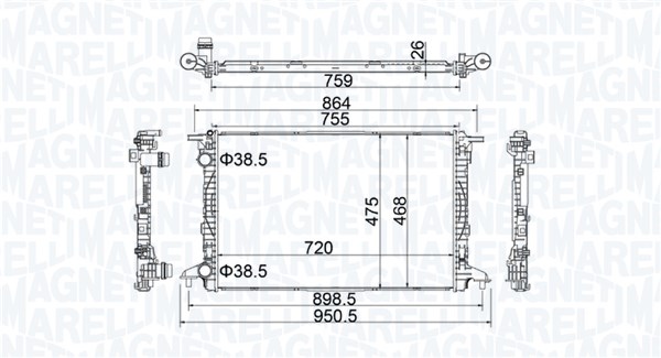 Radiator, racire motor 350213208900 MAGNETI MARELLI