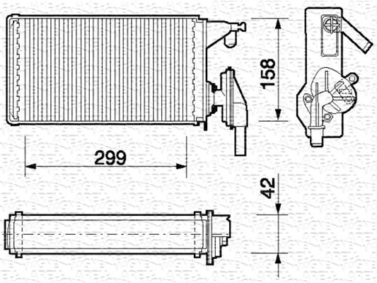 Schimbator caldura, incalzire habitaclu 350218063000 MAGNETI MARELLI