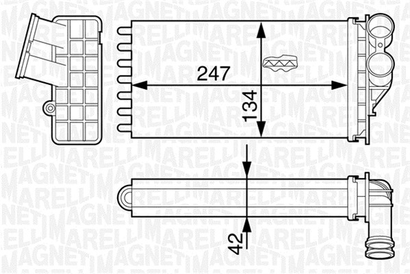 Schimbator caldura, incalzire habitaclu 350218318000 MAGNETI MARELLI