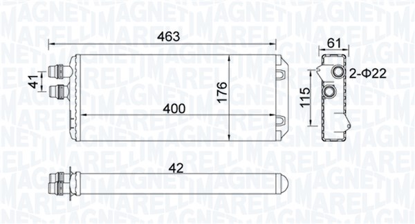 Schimbator caldura, incalzire habitaclu 350218325000 MAGNETI MARELLI