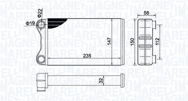 Schimbator caldura, incalzire habitaclu 350218424000 MAGNETI MARELLI